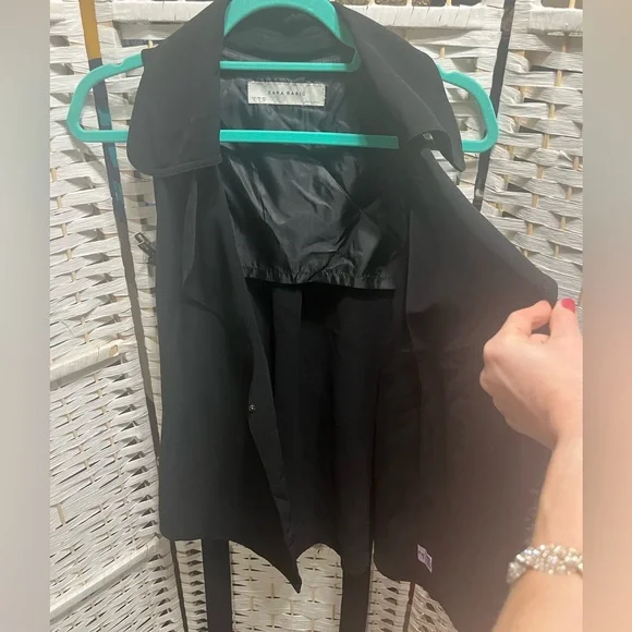 ZARA Black Sleeveless, Wrap Tunic Top with Tie-Waist Small - Picture 4 of 11